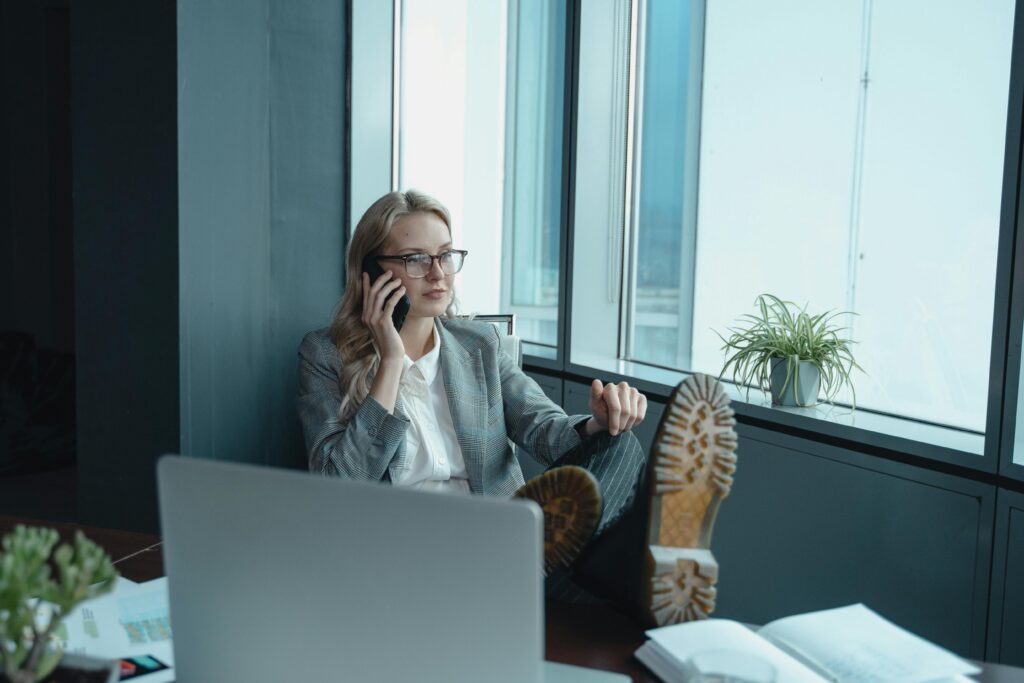 A woman on her phone.